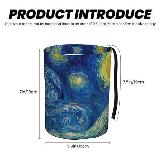 The Starry Night Van Gogh Car Trash Can Leak Proof Hanging Waterproof Garbage Can Multipurpose Trash Bin for Car SUV Front Seat Headrest Collapsible and Portable Storage Pocket