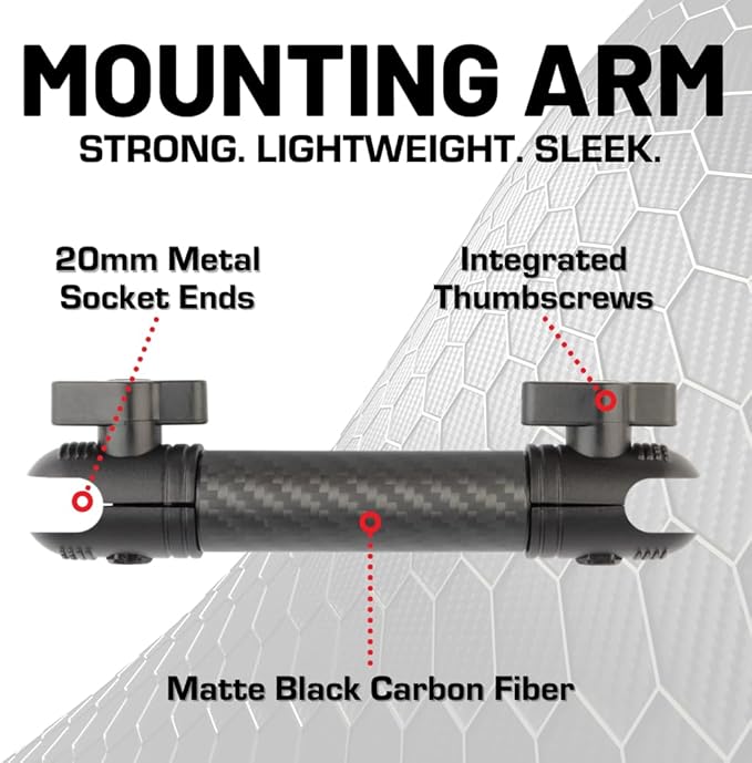 Bulletpoint Mounting Solutions Dash Mount 5.9" Arm Compatible with iPhone and Android Smartphones - Fits 20mm Attachment Ball (Matte Black Carbon Fiber)