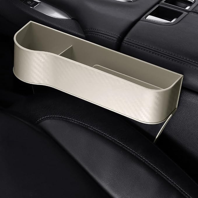 Car Seat Gap Filler Organizer for Toyota Corolla Cross XG10 2021-2025, Between Seat Console Prevents Items from Falling Auto Console Side Storage Box,Beige-Main Driver