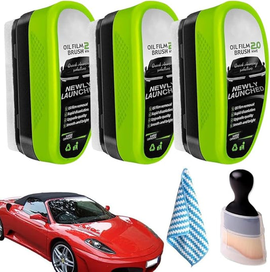 3PCS Upgrade 2.0 Clear Vision Glass Cleaner, Oil Film Cleaning Brush for Automotive Windows, Clearvision Cars Windshield Cleaner Tool, Universal Cleaning Wipe Board (Upgrade)