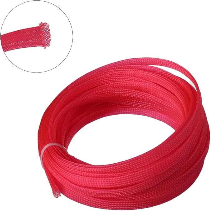 Aicosineg Cable Sleeve Braided Sleeving PET Wire Loom Tubing Cable 32.81ft-1/3inches Wrap Protector for HiFi Audio and Video Headphone Cable Protect Wires from Chewing of Pets Pink