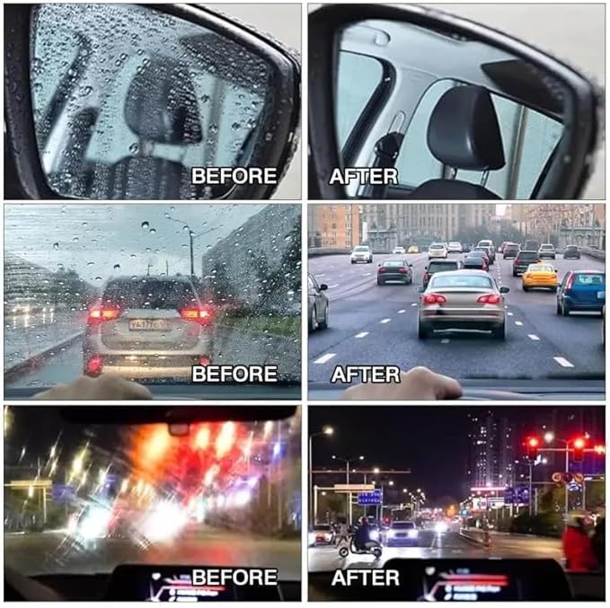 Glass Oil Film Remover for Car, Glass Emulsion Cleaner, Cleaning Board Removes Oil Film & Smudges, Improve Windshield Clarity for Safe Driving