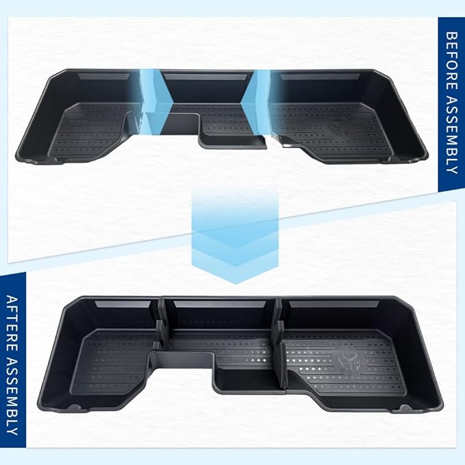 Rear Underseat Storage Compatible with 2019-2025 RAM 1500 Pickup ABS Under Seat Organizer Bin (ABS - Black, 2019+ RAM 1500)
