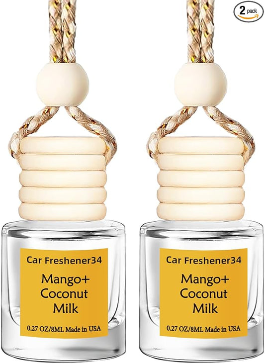 Hanging Car Air Freshener, Long Lasting Essential Oil Diffuser, Non-Toxic New Car Scent, Cute Car Fresheners for Women, 2 Pack Made in USA