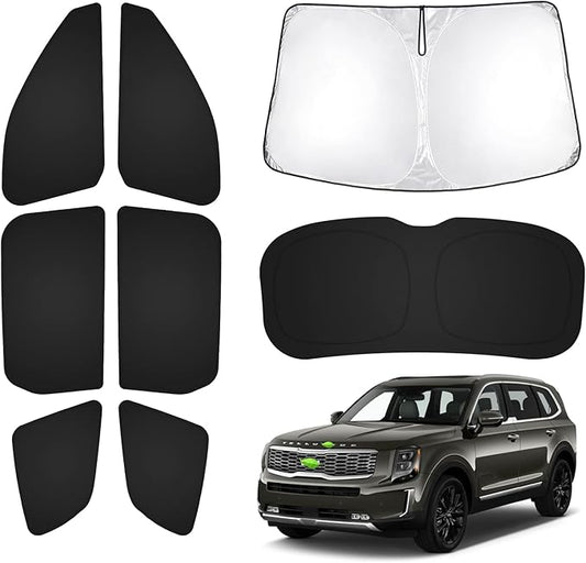 T TGBROS Windshield Sun Shade for Kia Telluride 2020-2025 Car Window Shades Thicken UV Block and Blackout Privacy Foldable Sunshades 8PCS Accessories Keep Cool Sun Visor Covers