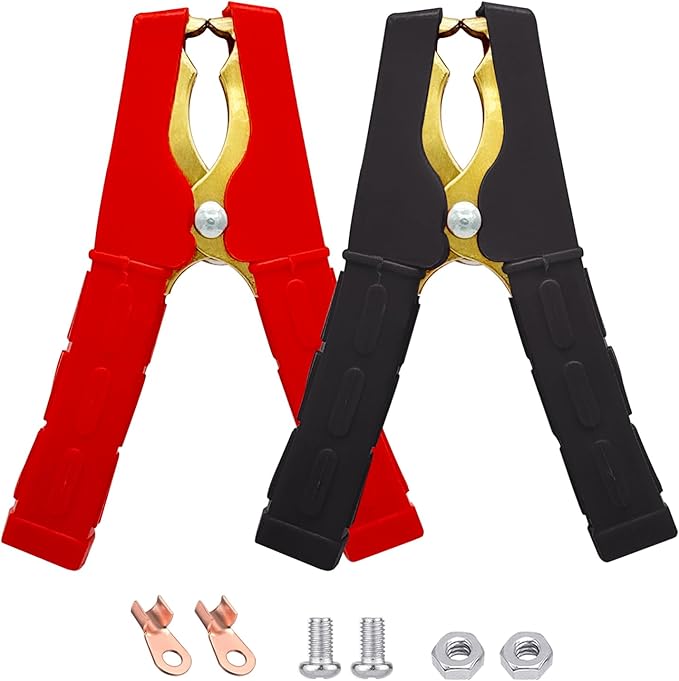 Ampper Replacement Jumper Cable Clamps, 500A Heavy Duty Car Battery Clamp Ends for Jumper Cables, Jump Starter, Charging and Testing (1 Pair)