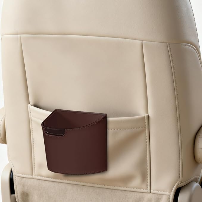 Car Trash Can, Multipurpose Leakproof Hanging Vehicle Garbage Can with Removable Liner, Waterproof Automotive Interior Dustbin Garbage Container, Universal for SUV Van Truck (Wine Red)