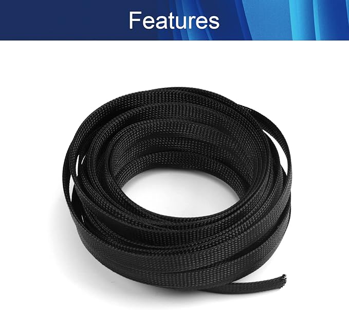 Aicosineg Cable Sleeve Braided Sleeving PET Wire Loom Tubing Cable 32.81ft-4/9inch Wrap Protector for HiFi Audio and Video Headphone Cable Protect Wires from Chewing of Pets Black