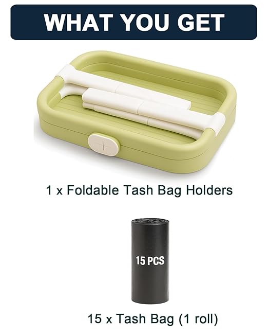 Portable Trash Bag Holder – Foldable & Lightweight Trash Bag Stand, Collapsible Trash Can for Camping, Outdoor, Car & Home Use – Easy Assembly, Compact Storage, Includes 15PCS Bags
