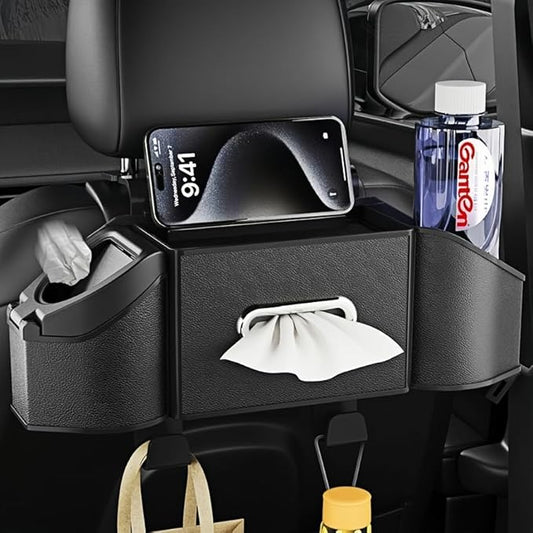 Car multifunctional storage box Auto Back Seat Organizer with Drink Cup Holder - Tissue Box and Storage Box Hook - Multi-Functional Storage - Great for Kids and Travel