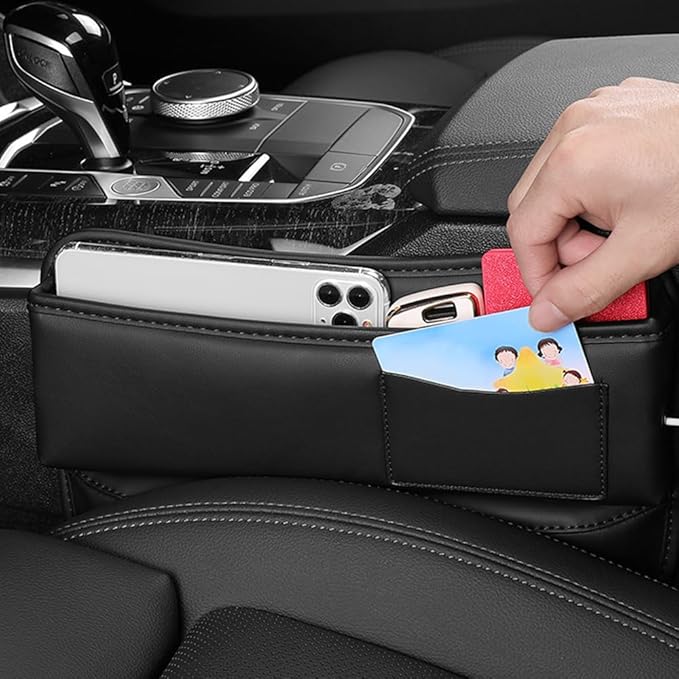 Universal Car Seat Gap Filler Organizer for Mazda MX-5 MX5 Miata Roadster (Type ND NC NB NB-FL NA) 1989-2024 Console Gap Bag Organiser Adjustable Front Seat Storage Box,Black, normal