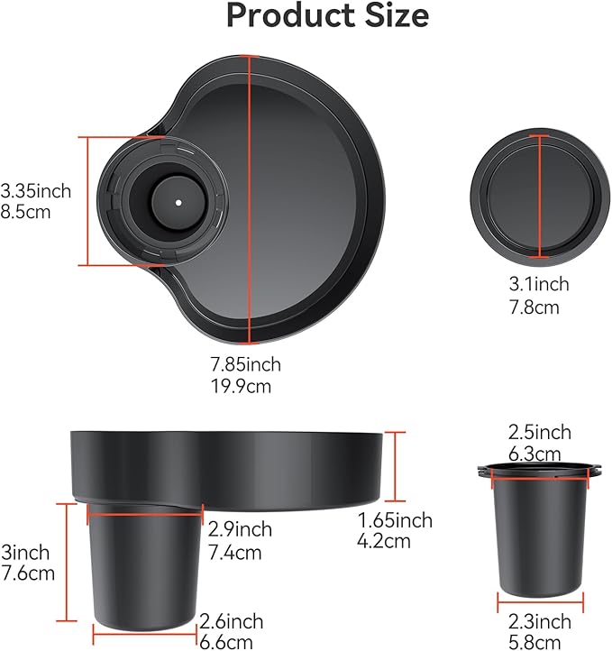 Car Seat Cup Holder Snack Tray Black, Toddler Travel & Road Trip Essentials Accessory for Mess-Free Snacking in the Car,Travel Tray for Kids Car Seat