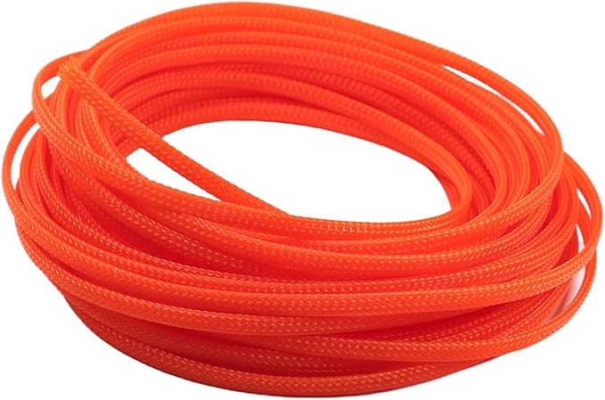 Aicosineg Cable Sleeve Braided Sleeving PET Wire Loom Tubing Cable 32.81ft-1/6inches Wrap Protector for HiFi Audio and Video Headphone Cable Protect Wires from Chewing of Pets Orange