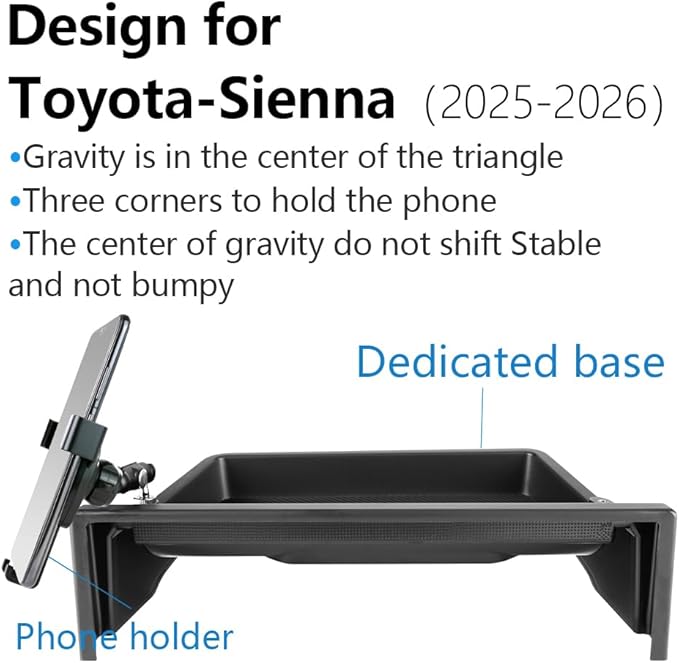 Car Phone Holder Center Console Organizer For Toyota Sienna 2025 2026【12.3-inch Screen，Not Fit LE 8-inch Screen】 Auto Accessories Navigation Bracket Interior Decoration Screen Mobile Cell Mount case
