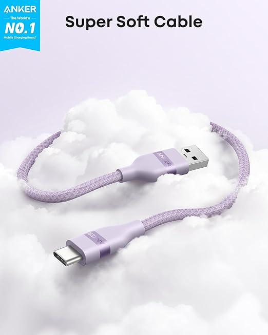 Anker Car Carplay Cable for iPhone 17 16 Pro Max Plus, Upcycled Braided USB A to USB C Car Charger Cord for Samsung Note20 and More (3FT,Violet) (Pack of 2)