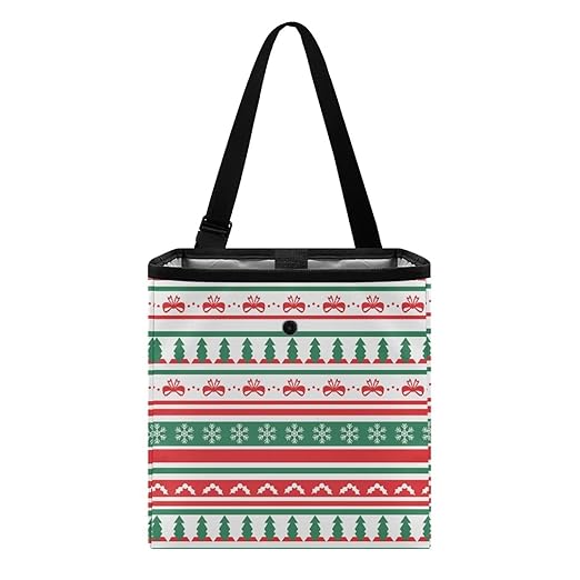 Car Trash Can Hanging Trash Bin Leak-Proof Collapsible Car Garbage Bag, Car Accessories 2 Gal Large Capacity Multipurpose Storage Container, Ugly Christmas Pattern