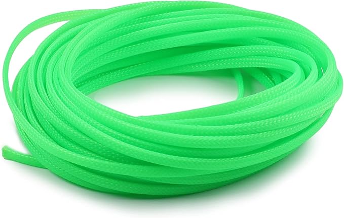 Aicosineg 32.81ft PET Flexible Braided Cable Sleeve 0.16inch Width Wire Loom Sleeving and Organizer Flexible Wire Mesh Sleeve Wrap Protector for TV Audio PC Cords from Pets Chewing Green