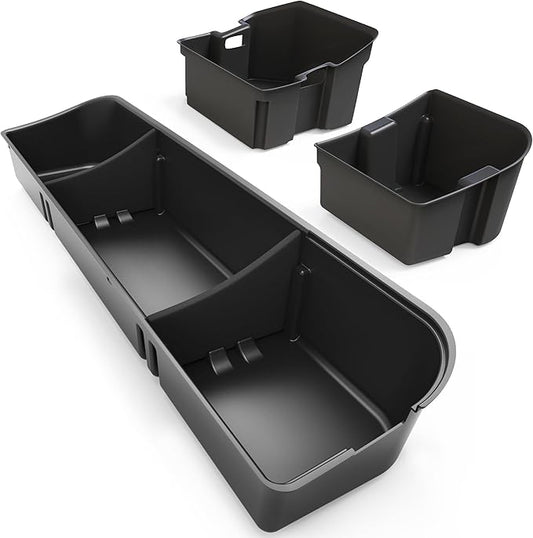 oEdRo Under Seat Storage Fit for 2015-2025 Ford F-150 F150 SuperCrew/Crew Cab, 2017-2024 F-250/F-350/F-450/F-550 Super Duty, Upgraded Rear 3-in-1 Truck Organizer Underseat Storage Box
