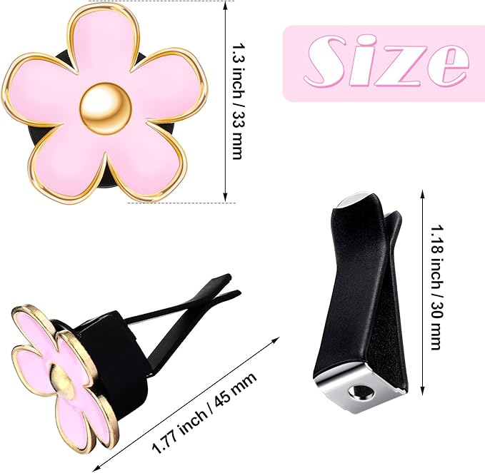 Frienda 6 Pcs Daisy Flower Air Vent Clip Accessories Air Conditioning Outlet Clip Car Air Freshener Dashboard Accessories Charm Car Inter Decor(3 cm, 3.3 cm,Red, Pink, White)