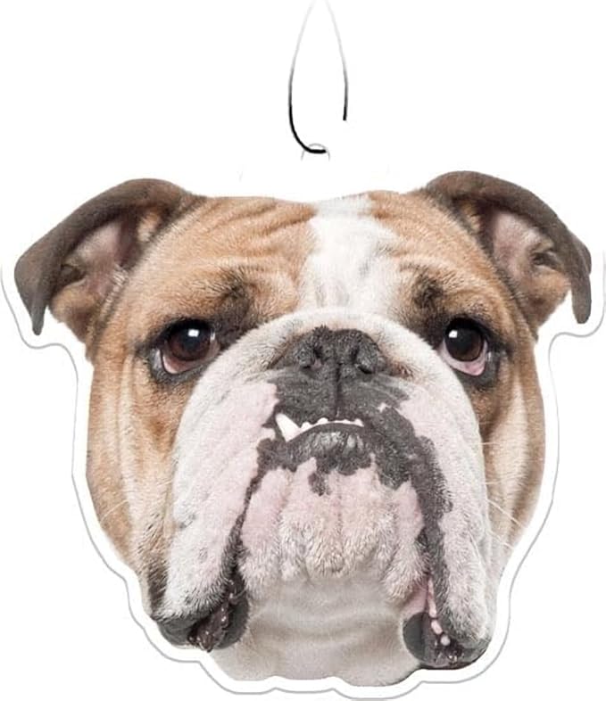 Spoontiques Bulldog Air Freshener (3pk) - Dog Themed Car Interior Accessories & Essentials - Hanging Deodorizer, Long-Lasting Fragrance (New Car Scent)