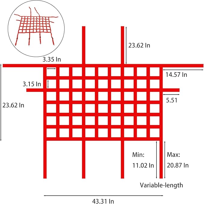 Car Front Rear Partition Barrier Net Replacement for Wrangler JK JL Unlimited 2007-2023 Gladiator JT Truck 2 Door 4 Door Pet Safe Drive (Red)