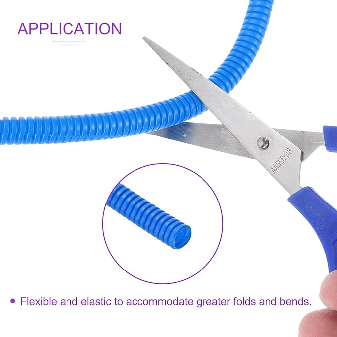 DMiotech 20ft Wire Loom Split Tubing 3/8 Inch(9.5 Mm) ID, Cord Protectors from Pet Flexible Conduit Cable Management for Office, Home, Garden, Blue