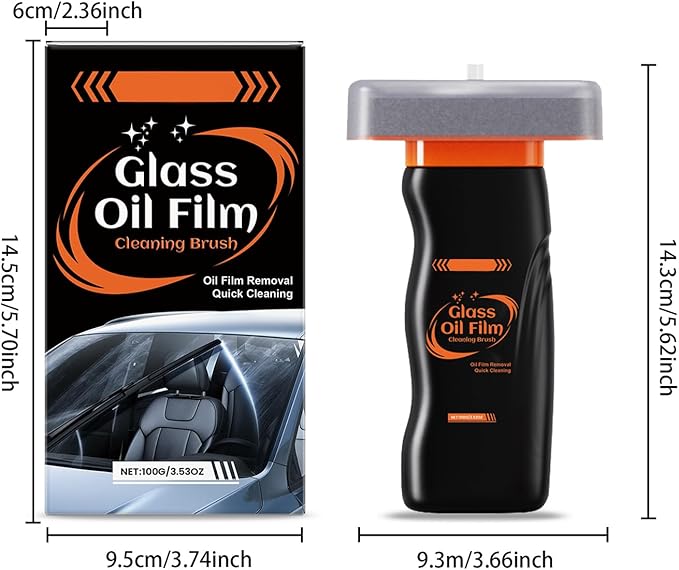 3 Pack Glass Oil Film Remover for Car Windshield-300g, Roll-On Glass Cleaning Compound with Cleaning Board, Removes Smudges & Residue, Restores Clear Visibility (3 Pack)