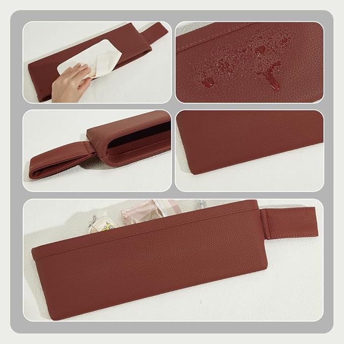 PH PandaHall 2pcs Car Seat Pockets Car Gap Filler Organizer Leather Seat Gap Storage Box Brown Cars Interior Accessories Between Cars Seats Catcher for Phone Key Sunglasses Wallet Cards Coins