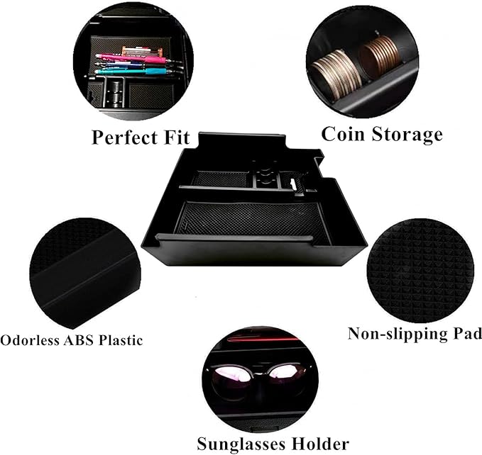 Center Console Organizer Interior Storage Box fit for Ford Explorer 2019 2018 2017 2016 2015 2014 2013 2012 Accessories Armrest Secondary Storage Tray