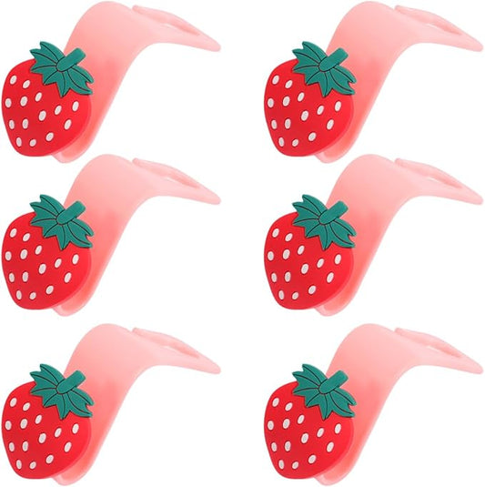 Milisten Strawberry Car Hooks for Seat Headrest 6-Pack Car Backseat Organizer Hooks for Bags and Accessories Easy Installation 3.74X2.95X1.77 Inch
