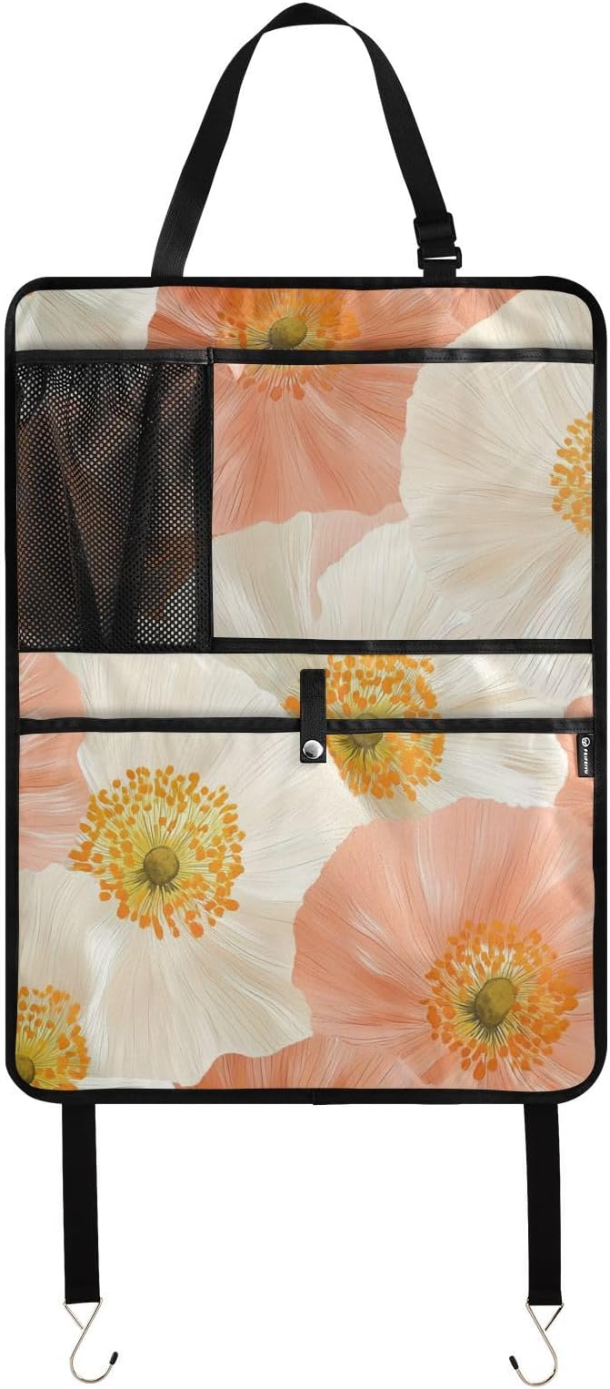Pop Art Poppy 1 Pack Backseat Car Organizer with Storage Pockets Seat Back Organizers for Kids Kick Mats Backseat Protector Automotive