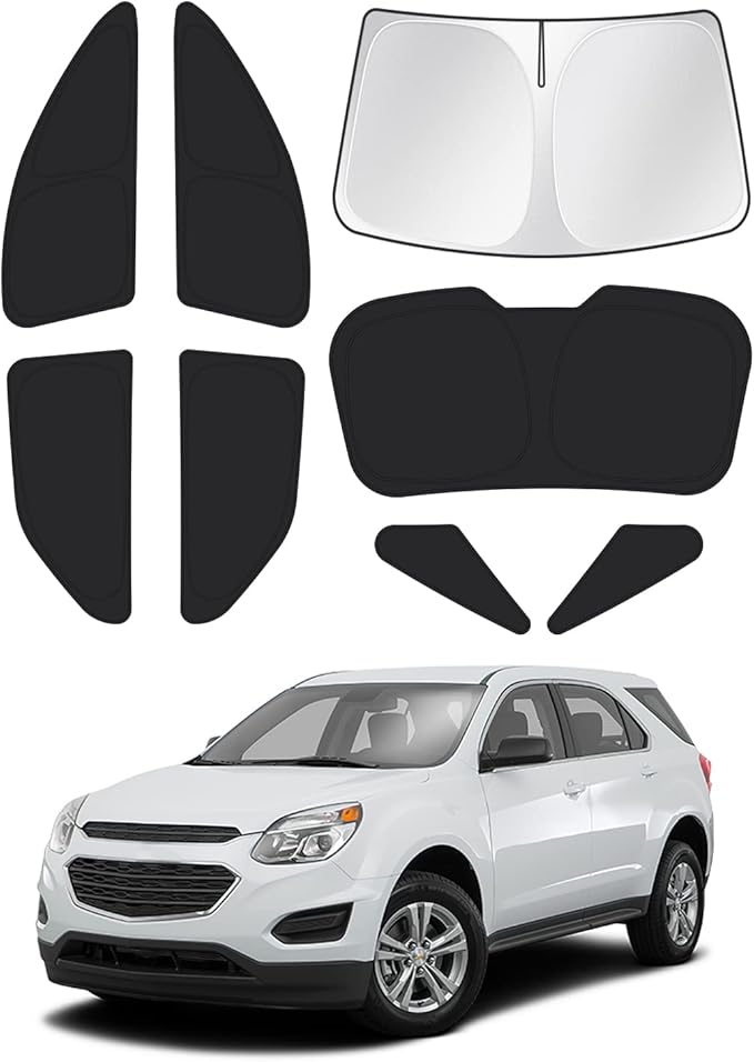Canvcle Windshield Sun Shade for 2010-2017 Chevrolet/Chevy Equinox Accessories Side Rear Window Shade Cover Sun Visor Shield Privacy Protection Keep Vehicle Cool Black 8PCS