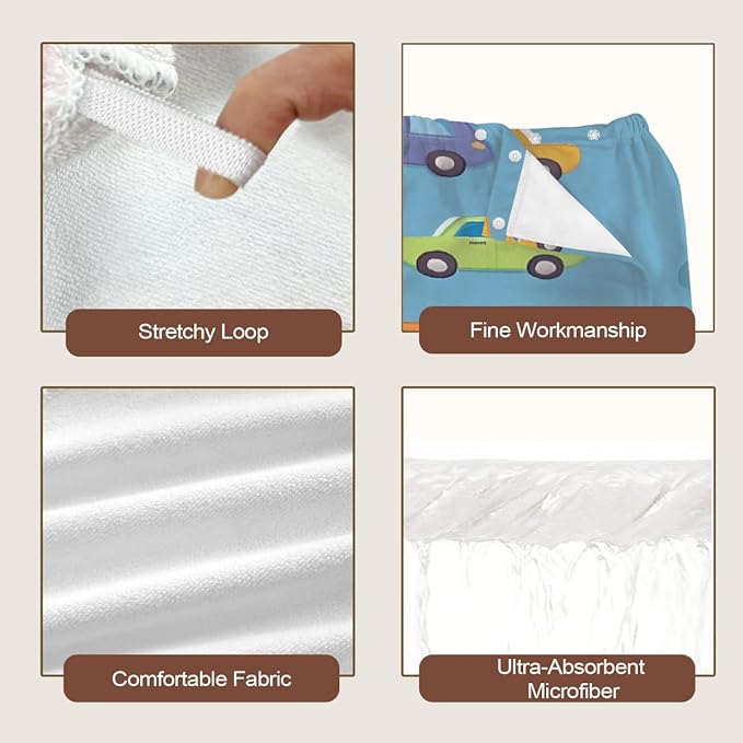 Women Bath Wrap Hair Towel Drying Cap Set Cute Adorable Cars Soft Absorbent Bathrobe Shower Wraps with Adjustable Closure Spa Bath Robe