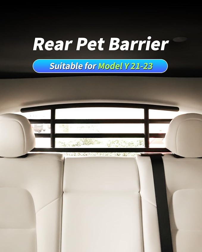 Model y Dog Barrier, Dog Car Barrier Car Pet Barrier Compatible with Tesla Model Y, Adjustable Large Pet Protective Barrier Anti-bite Heavy-Duty Metal Stainless Steel for Dog Travel Accessories