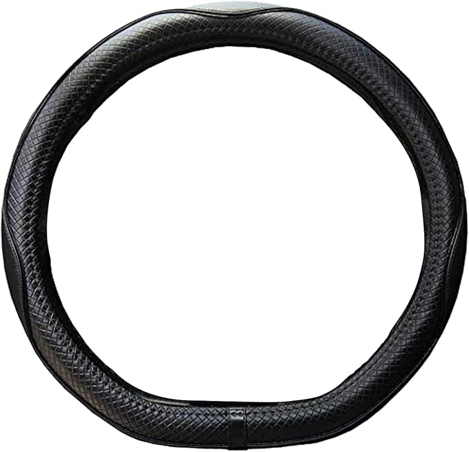 Mayco Bell Flat Bottom Size Steering Wheel Cover Anti-Slip,Safety,Soft,Breathable,Durable,Full Surround,Comfortable Grip Microfiber Leather (D-Shape,Black)