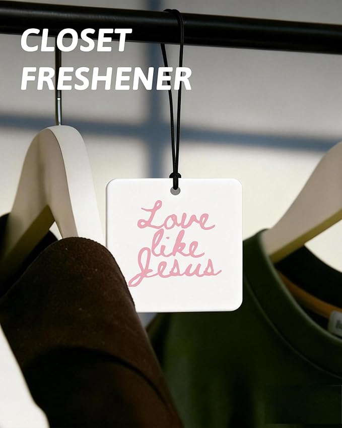 Pink Christian Car Air Freshener 4 Pcs, Girly Pink Bow Floral Religious Hanging Air Freshener for Cars Closet Drawer Books, Cute Preppy Christian Car Accessories Mirror Decor for Women
