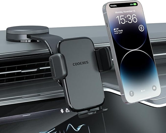 Car Phone Holder, 360°Rotation Vacuum Suction Cup Phone Mount - 108LBS Nano Gel for Car, Bendable Arm & One-Hand Release, Truck Phone Holder for iPhone 17 Pro Max Samsung Android