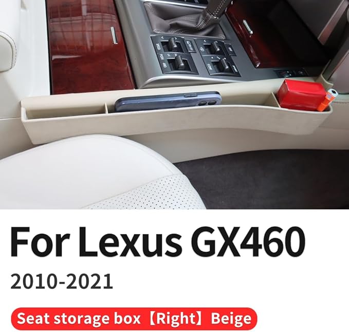 Lallker Suitable for 2010-2021 GX460 Seat Gap Storage Box 400 Central Control Storage Box Modification (2010-2021 Beige-copilot)