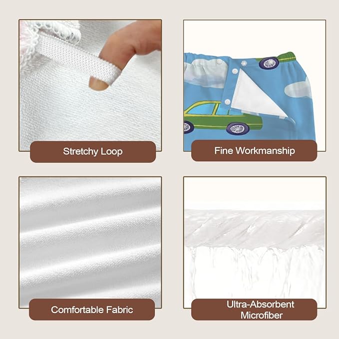 Women Bath Wrap Hair Towel Drying Cap Set Colored Cars Clauds Soft Absorbent Bathrobe Shower Wraps with Adjustable Closure Spa Bath Robe