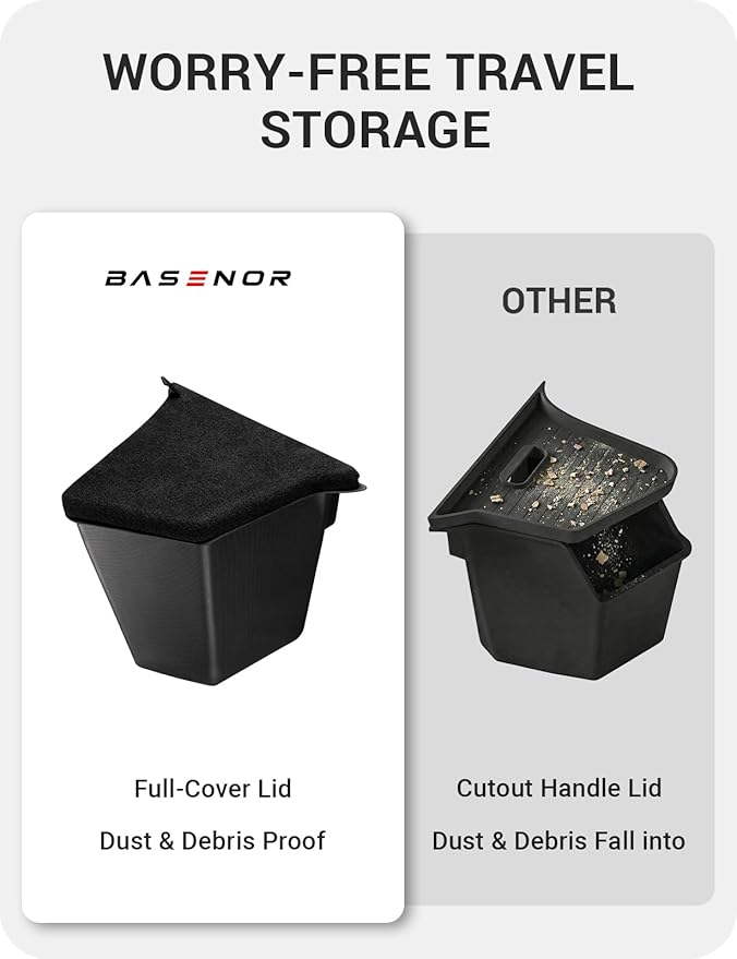 BASENOR 2025 2026 Tesla Model Y Trunk Storage Bins, (Proprietary Design) Trunk Organizer with Carpeted Lid, Rear Trunk Side Storage Box for Model Y Juniper Interior Accessories
