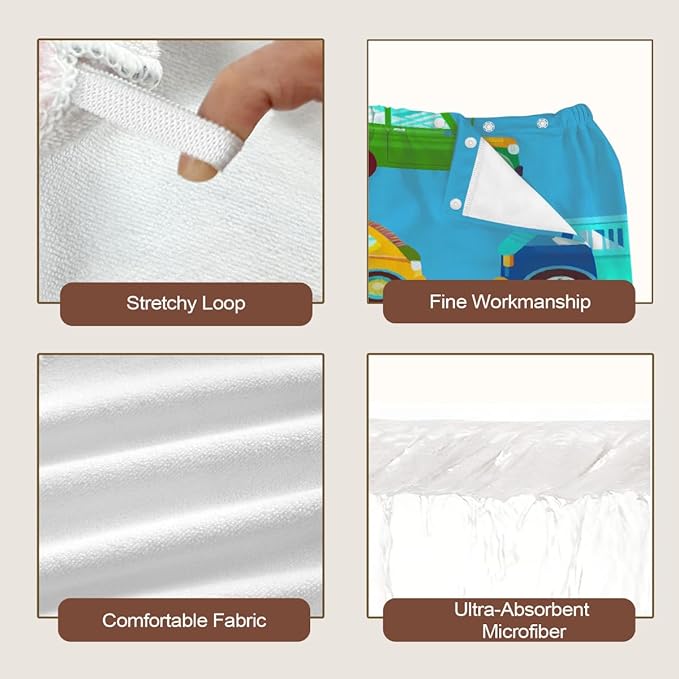 Women Bath Wrap Hair Towel Drying Cap Set Cartoon Car Pattern Soft Absorbent Bathrobe Shower Wraps with Adjustable Closure Spa Bath Robe