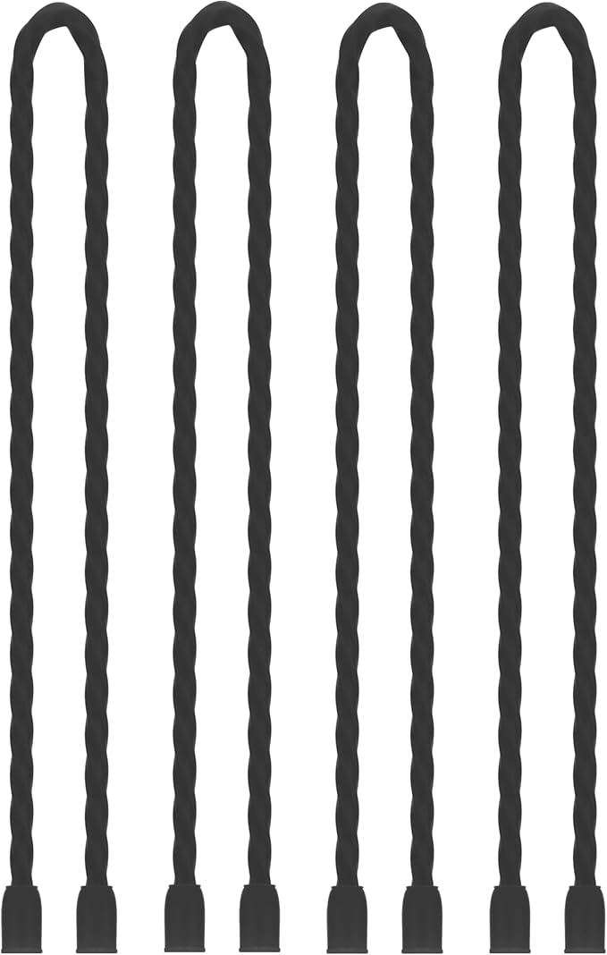 TRIPLE DEER 4Pcs 24-Inch Silicone Cable Ties Colorful Reusable Steel-Core Silicone Twist Gear Tie Straps for Bundling and Organizing, Bendable Holder Strap for Indoor and Out All Purpose, Black