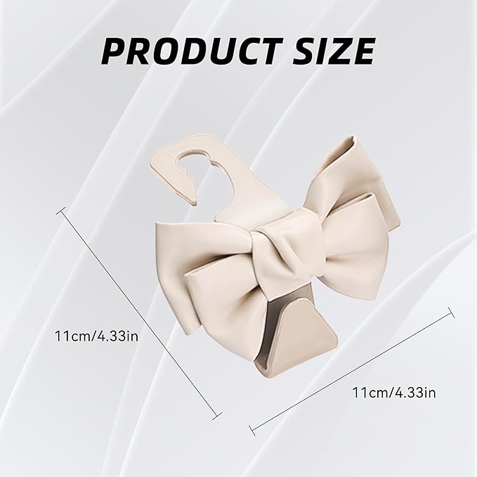 2 PCS Car Seat Headrest Hooks, Cute Bow Shaped Vehicle Backseat Storage Hooks, Leather Bow Shaped Sturdy Car Seat Back Hook for Purses/Coats (White)