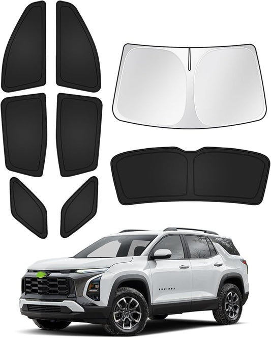 Canvcle Sunshades for 2025 2026 Chevrolet/Chevy Equinox Accessories Windshield Sun Shade Side Rear Window Shade Cover Sun Visor Shield Privacy Protection Keep Car Cool Black 8PCS(NOT for Equinox EV)