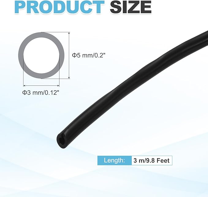 MECCANIXITY 3 m Split Silicone Cable Sleeve Tubing, ID 3mm Black Split Silicone Tube Cord Organizer Wire Shielding Sheathing Wrap for USB Charge Power Cord Audio Video Cable