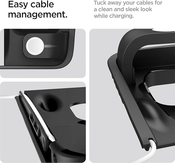 Spigen 3-in-1 Organizer Mount for Legacy Tesla Model Y 2022-2024 & Model 3 2022-2023 (Watch Charger Not Included) - Uses Tesla Wireless Charging Pad - for iPhone, AirPods, Apple Watch