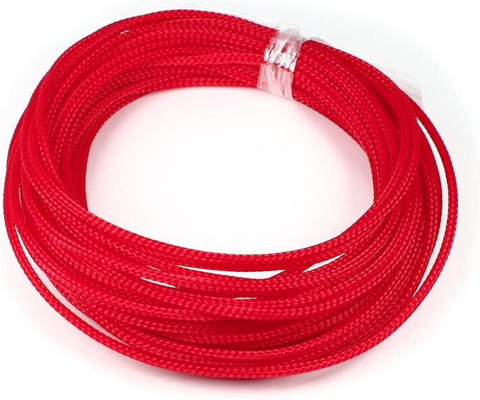 Aicosineg Cable Sleeve Braided Sleeving PET Wire Loom Tubing Cable 32.81ft-1/8inch Wrap Protector for HiFi Audio and Video Headphone Cable Protect Wires from Chewing of Pets Red