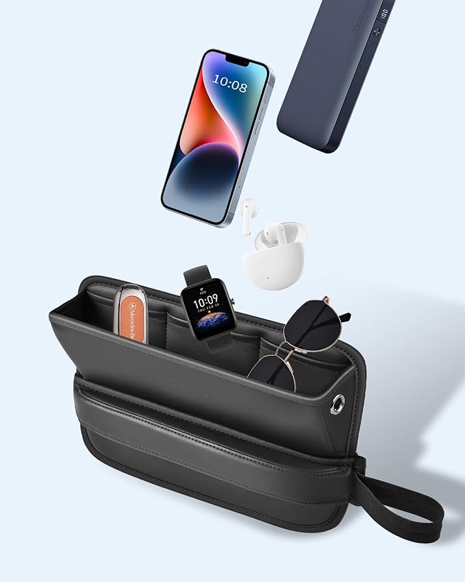 Florich Car Seat Gap Filler, Pro-Seats Gap Filler Organizer and Storages 2-in-1, Premium Leather Center Console Organizer, Car Organizer Front Seat Universal Fit for Car Suv Truck