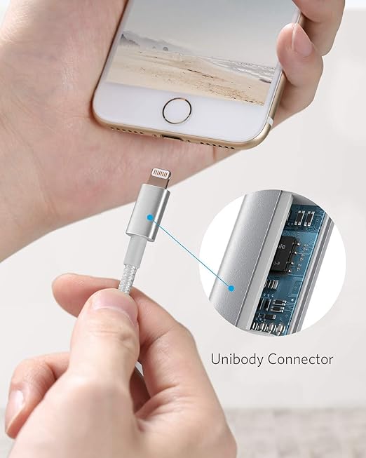 Anker USB A to Lightning Cable(6FT, 2Pack), MFi Certified Nylon USB to Lightning Cord for iPhone 14/13/12/11 Pro/11/XS MAX/XR/8/7/6s Plus Cable(Silver)
