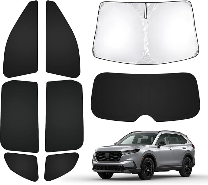 T TGBROS Windshield Sun Shade for Honda CRV 2023-2025 2026 Car Window Shades Thicken UV Block and Blackout Privacy Foldable Sunshades 8PCS Accessories Keep Cool Sun Visor Covers